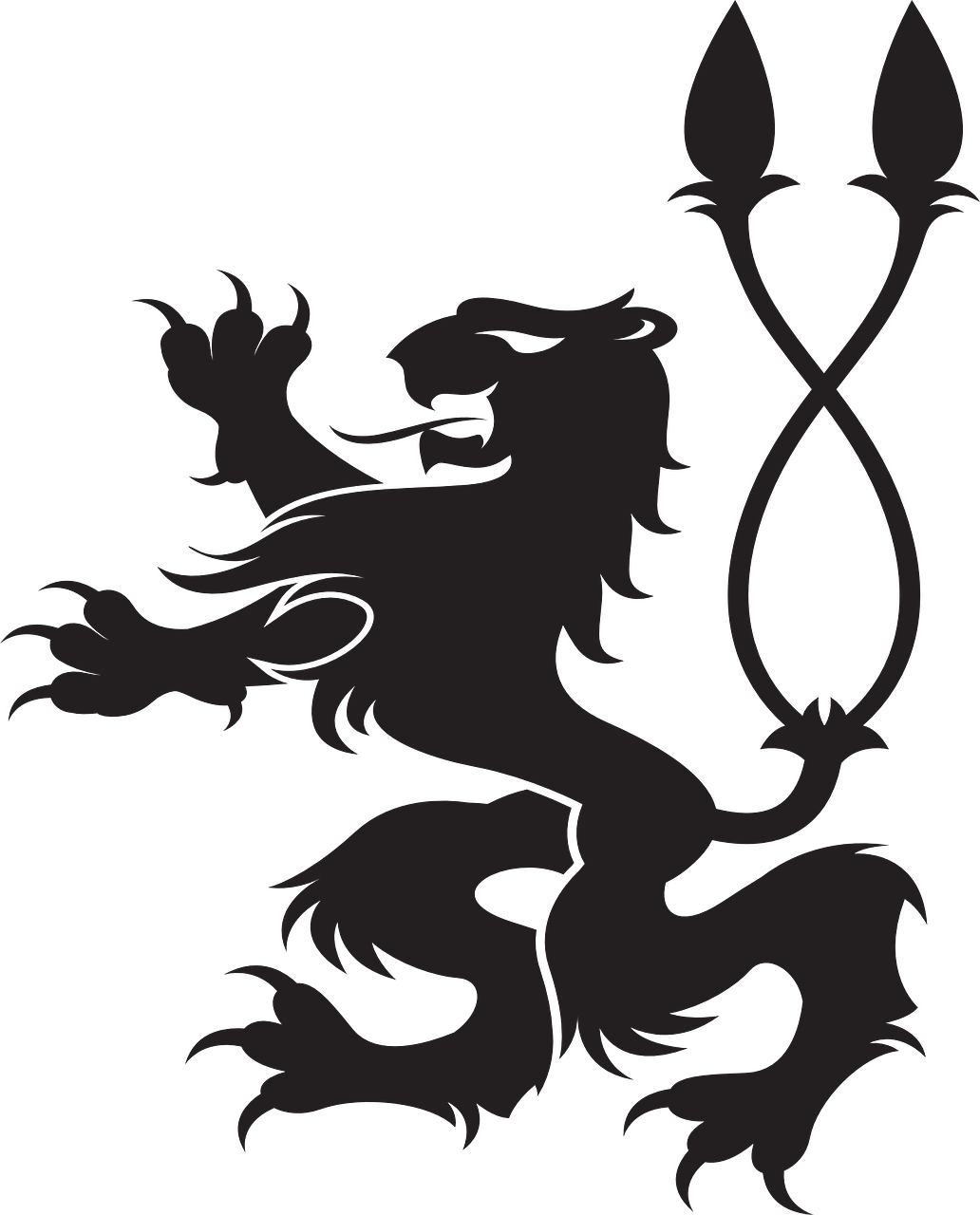 Lion Heraldic Animal Double Tail Png Image - Royal Lion Clipart (1032x1280), Png Download