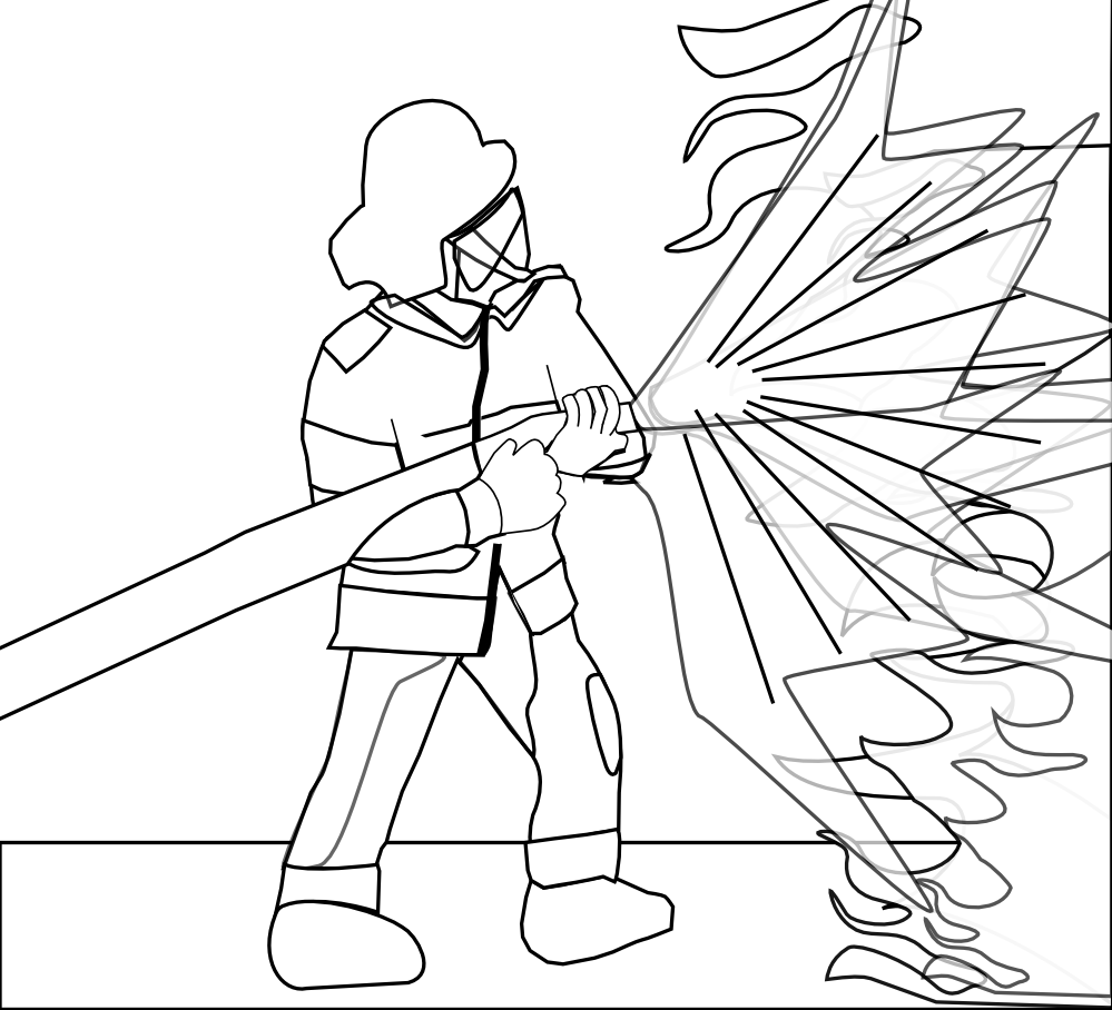 Firefighter Pompier Firefighter Black White Line Art - Cartoon Clipart (999x908), Png Download