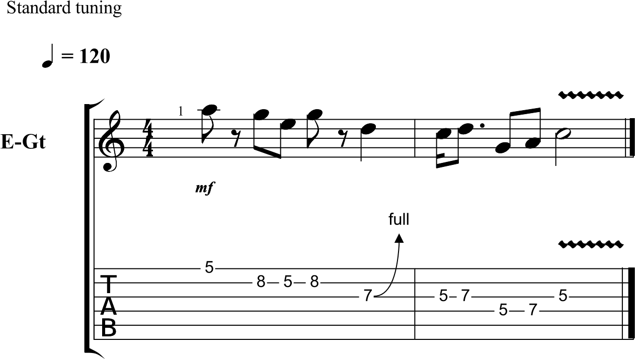 Simple Melody With Rests And Enhancement Through Bent - Angus Young Licks Clipart (1262x714), Png Download