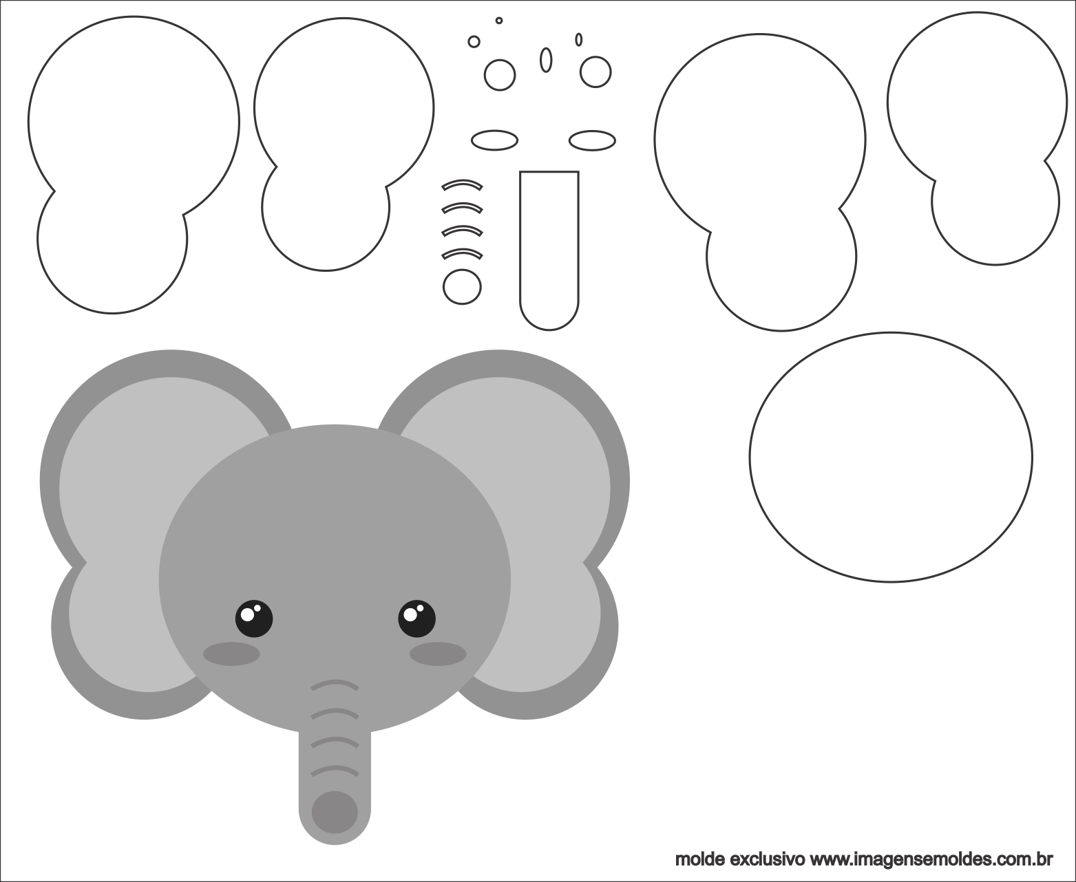 Molde De Elefante De Eva Clipart (1563x1282), Png Download