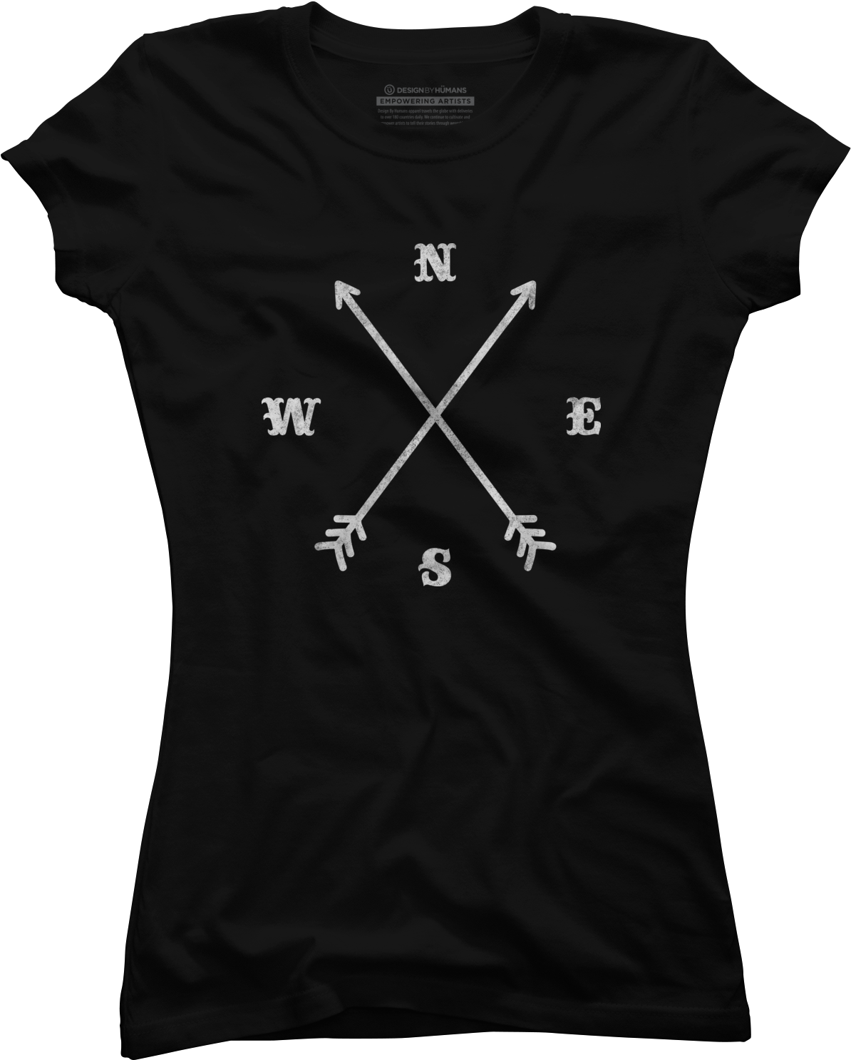 Hipster Crossed Arrows Compass Nsew Juniors T Shirt - T-shirt Clipart (1500x1800), Png Download