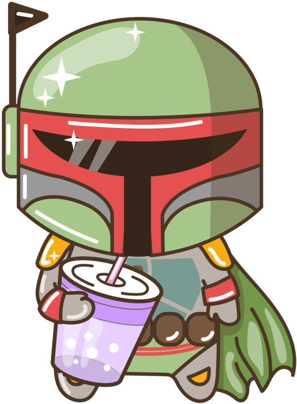 Boba Fett Drinking By Barovlud - Boba Fett Cute Clipart (600x814), Png Download