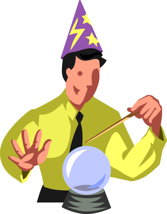 Vector Illustration Of Sorcerer Soothsayer Businessman - Bola De Cristal Clipart Png Transparent Png (549x700), Png Download