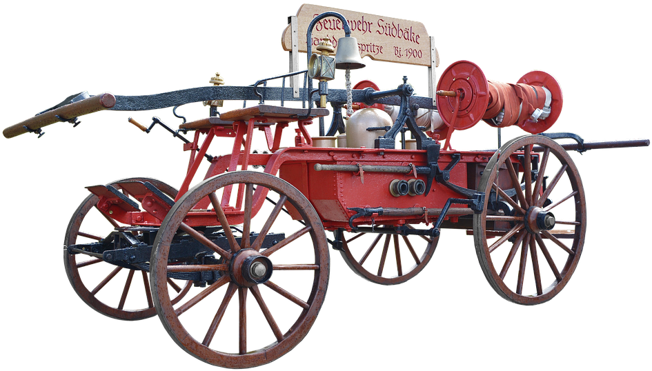 Fire, 1900, Horse Drawn Carriage, Fire Engines - Bombas De Bomberos De 1900 Clipart (960x558), Png Download