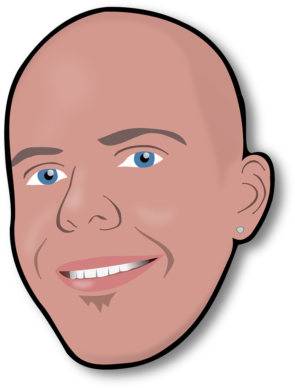 Bald Head Man Bald Avatar Head Png Image - Smile Man Vector Clipart (976x1280), Png Download