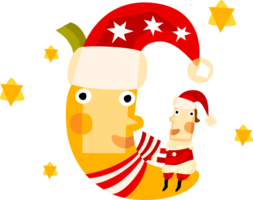 Vector Illustration Of Santa Claus, Saint Nicholas, - Papai Noel Lua Png Clipart (887x700), Png Download