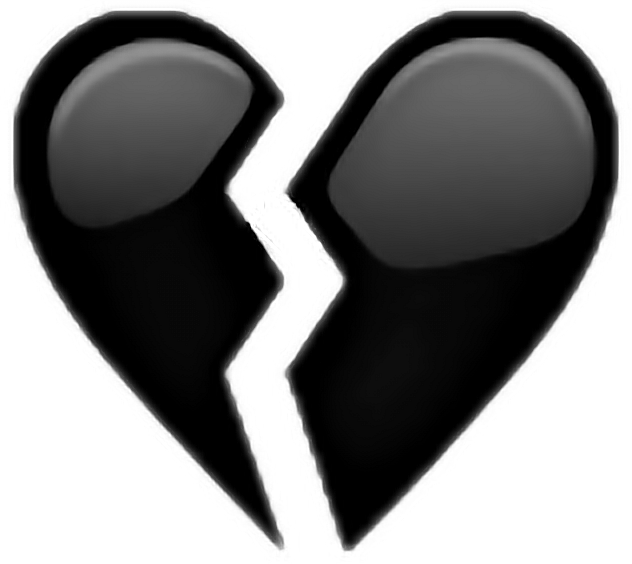 Heart Heartbroken Black Color Emoji Faces Anime Otaku - Transparent Background Broken Heart Emoji Clipart (632x564), Png Download
