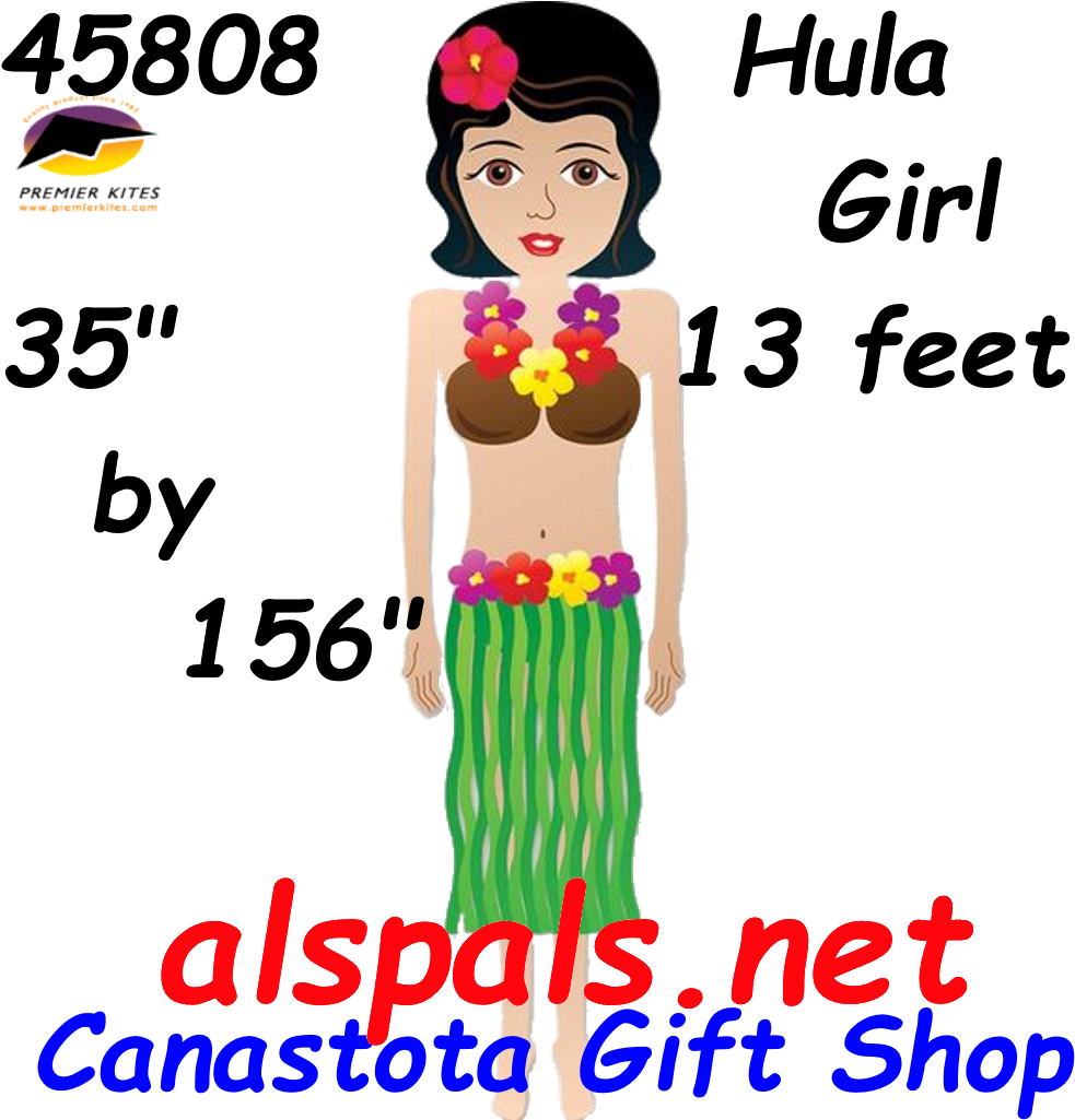 45808 Hula Girl 13" - Kite Clipart (1024x1024), Png Download