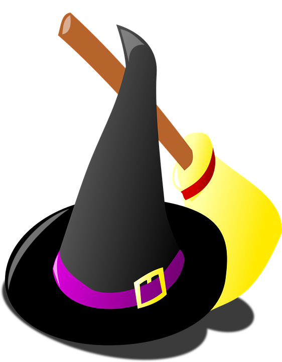 Witch Hat, Broom, Costume, Halloween, Black, Magic - Witchcraft Clipart (562x720), Png Download