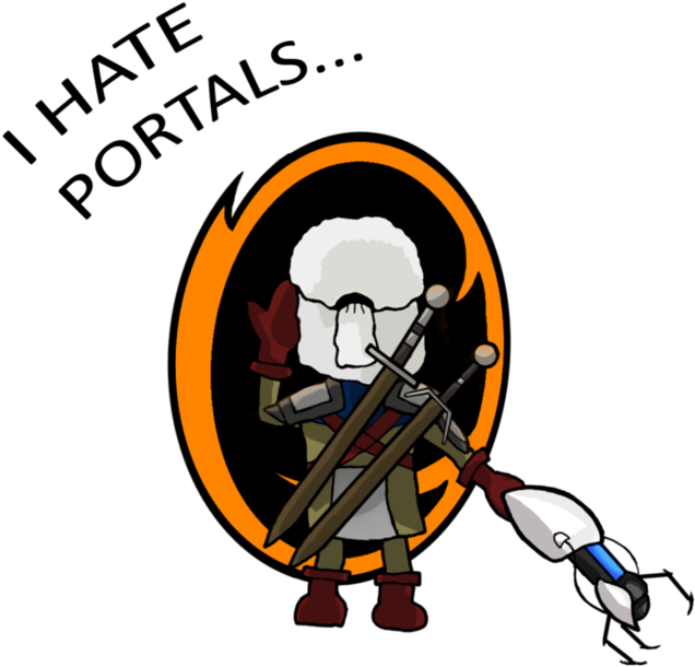 Geralt Found A Portal Gun By Vacsi - Geralt Portal Clipart (894x894), Png Download