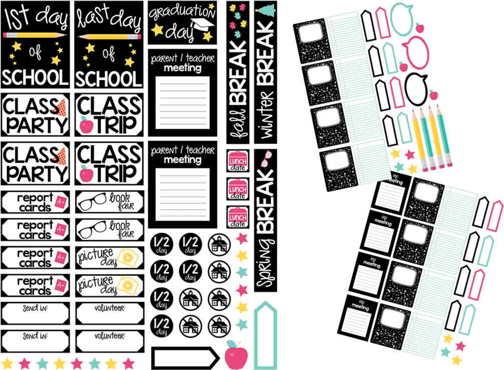 School Planner Sticker Pack , Png Download - Back To School Planner Stickers Clipart (1006x738), Png Download