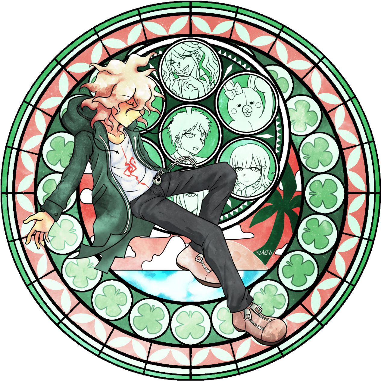 Komaeda's Kh Stained Glass // Hinata Ver - Circle Clipart (1280x1280), Png Download