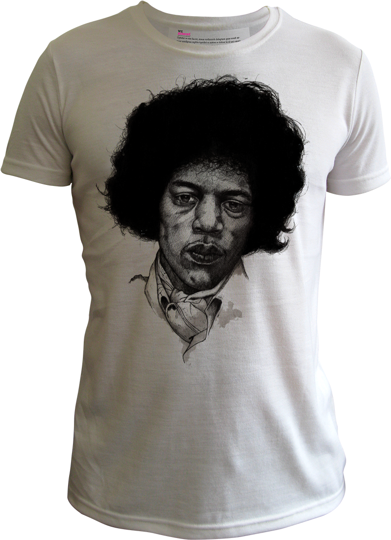 Jimi Hendrix Portrait Men White Clipart (800x1101), Png Download