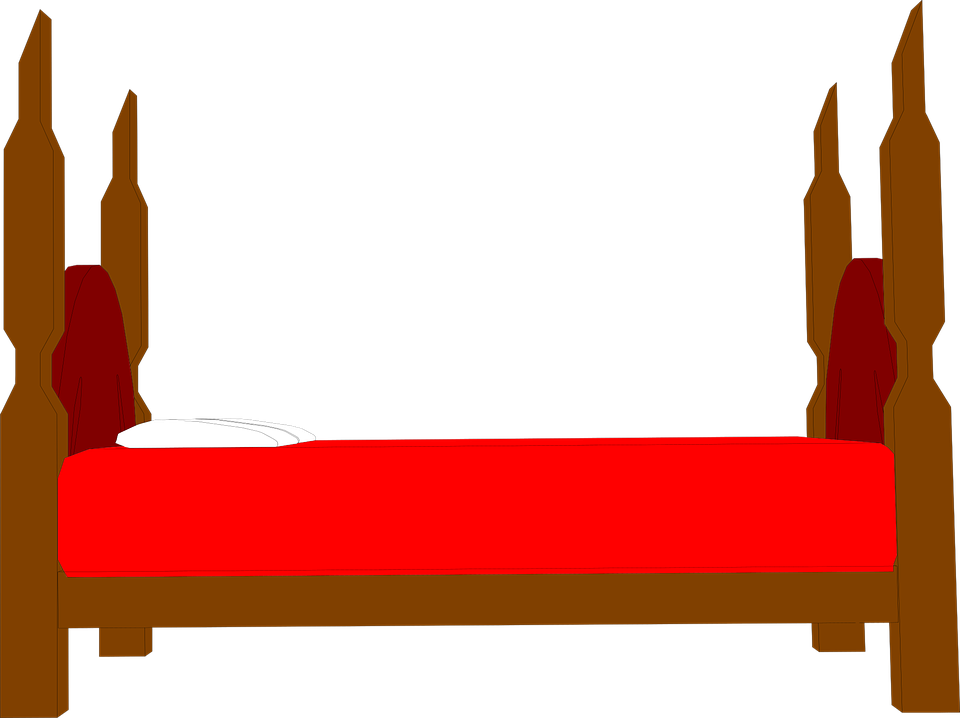 Bed Cartoon Bedroom Drawing Furniture Bedding - Cartoon Red Bed Clipart (960x718), Png Download