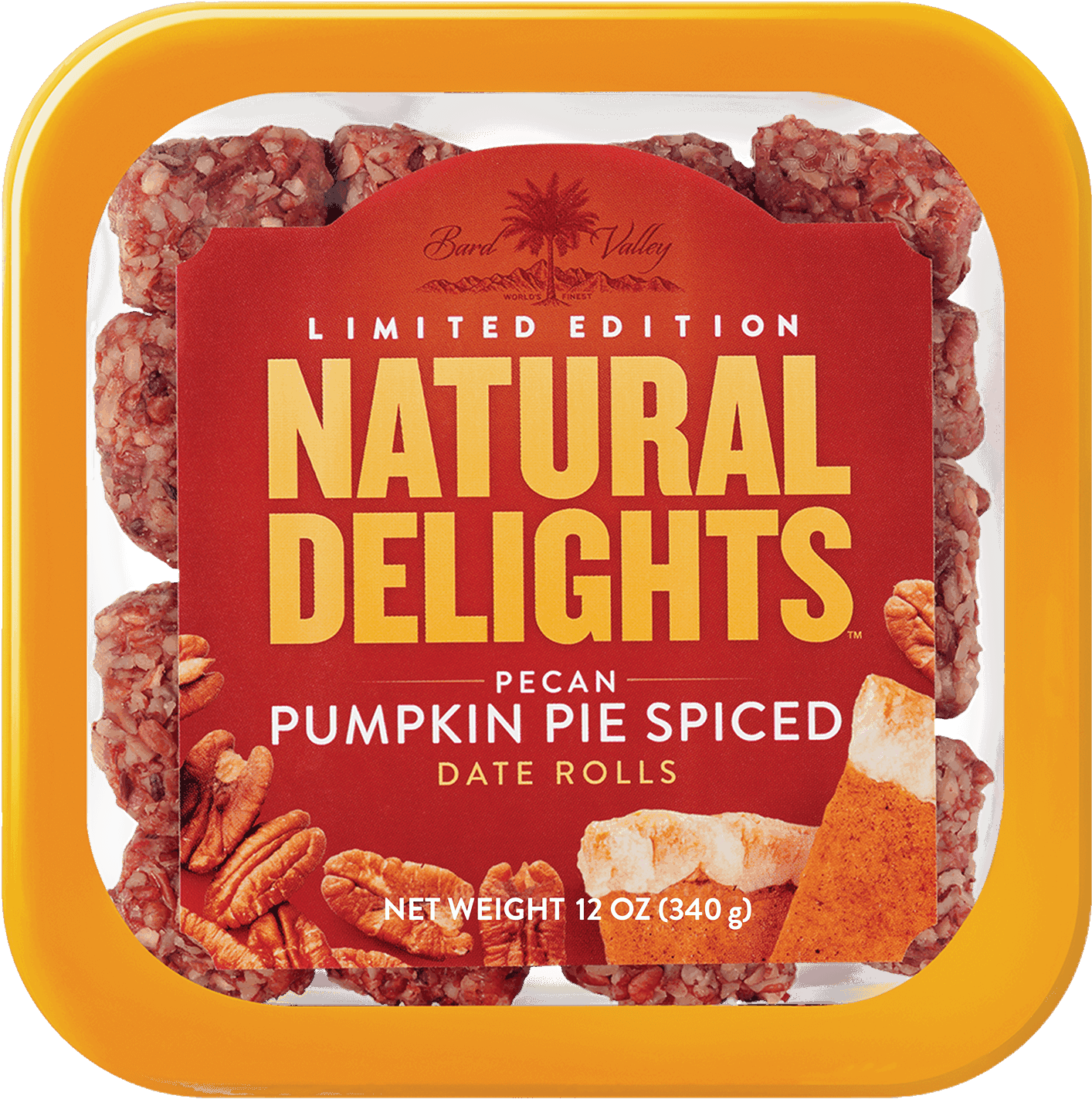 Natural Delights® Pecan Pumpkin Pie Spiced Date Rolls - Natural Delights Almond Date Rolls Clipart (1414x1423), Png Download
