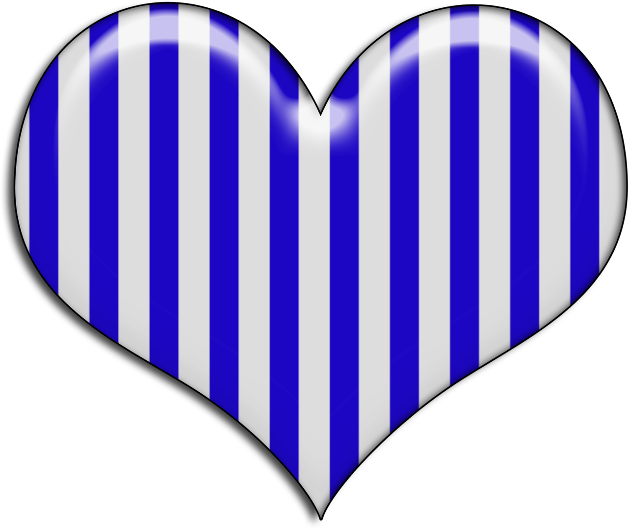 Blue And White Stripes Png - Blue And White Striped Heart Clipart (1280x1081), Png Download