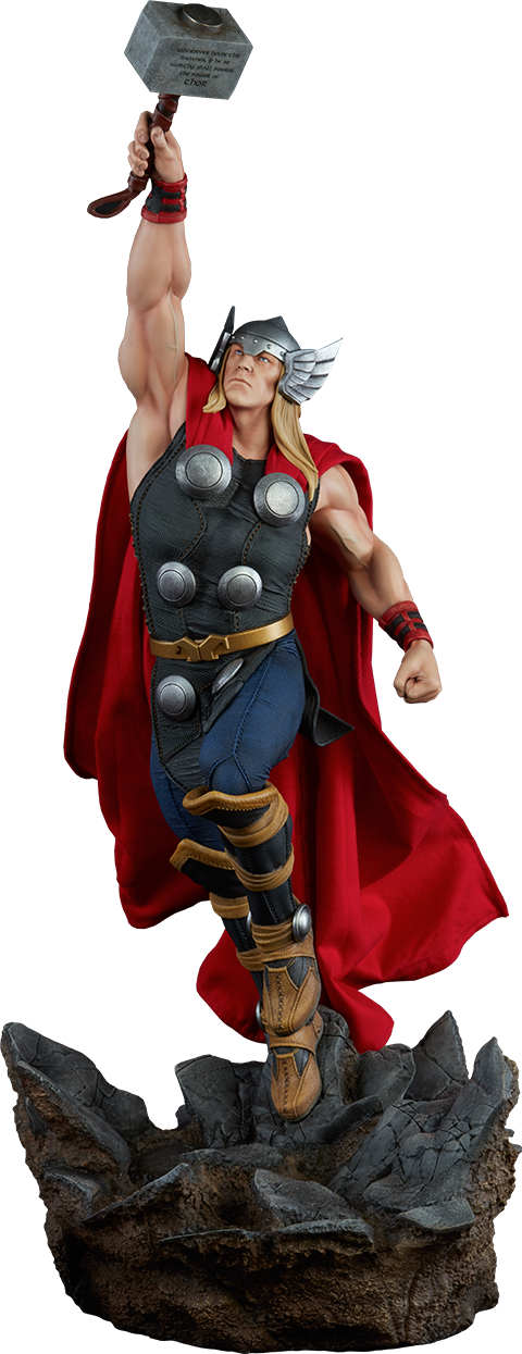 Thor Sideshow Statue Clipart (480x1245), Png Download
