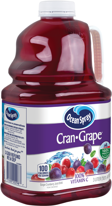 Ocean Spray Juice Drink, Cranberry Grape Juice, - Plastic Bottle Clipart (750x1000), Png Download