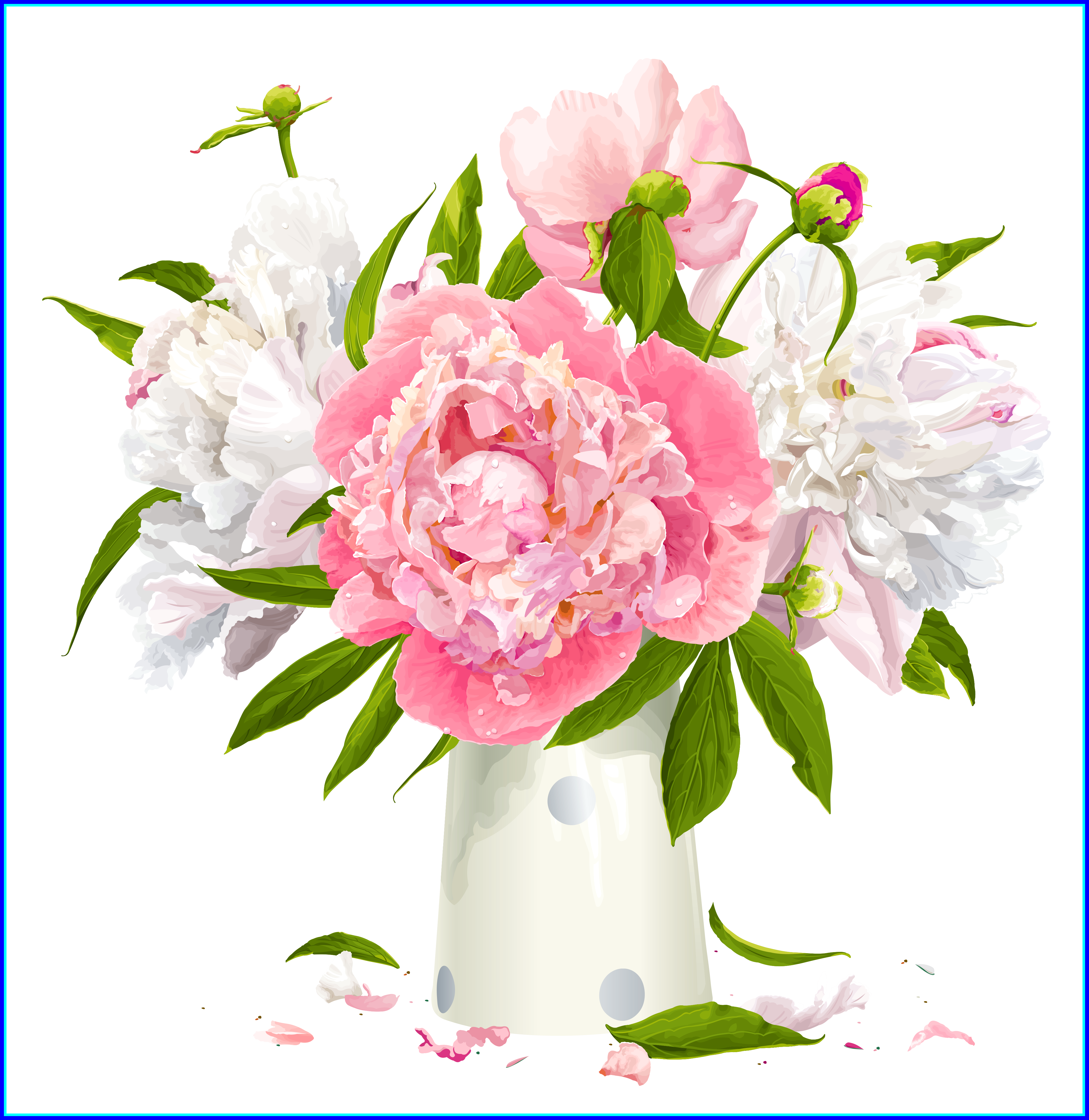 Vector Bouquet Mason Jar Flower - Peony Pink Flowers In Vase Clipart (4234x4356), Png Download