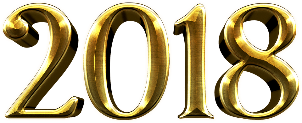 2018 Happy New Year Transparent Png - 2018 Gold Transparent Clipart (960x393), Png Download