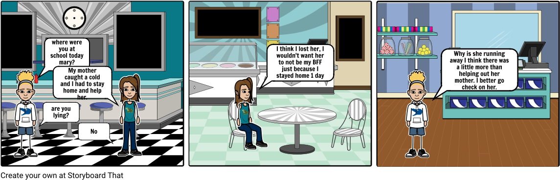 Mary And Alice - Cartoon Clipart (1164x385), Png Download