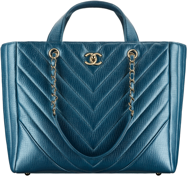Large Shopping Bag, Metallic Calfskin & Gold Tone Metal - Chanel Chevron Statement Shopping Bag Clipart (902x1152), Png Download