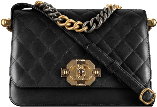 Flap Bag, Lambskin, Ruthenium Tone & Gold Tone Metal - Shoulder Bag Clipart (902x1152), Png Download