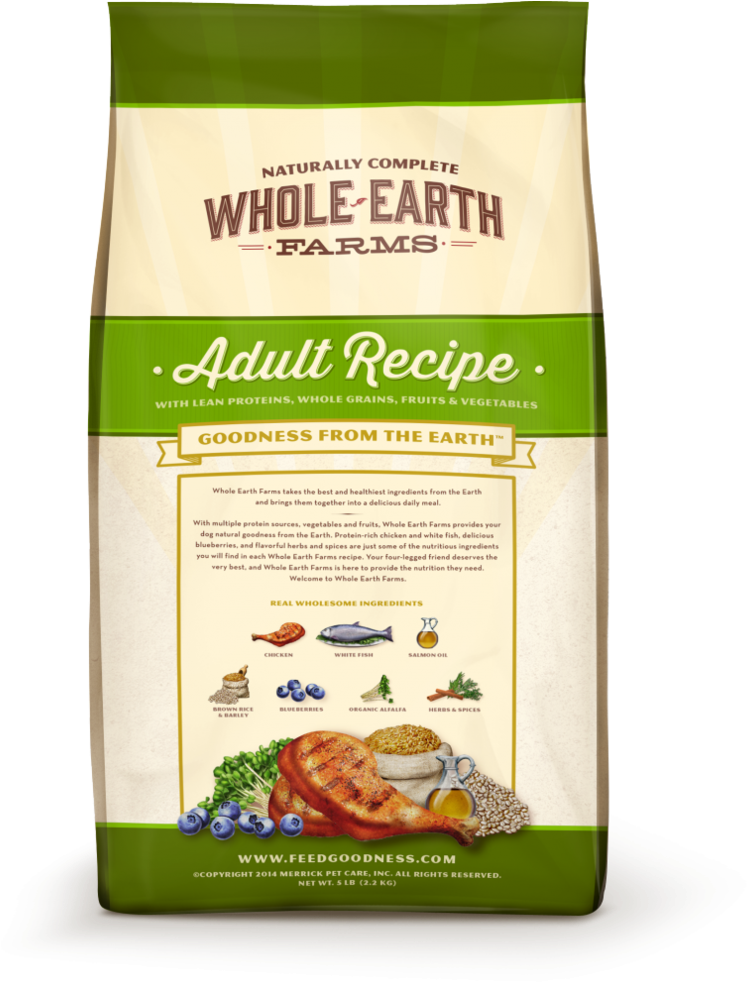 Whole Earth Farms Adult Dry Dog Food - Merrick Whole Earth Farms Adult Recipe Dog 4 Lb Clipart (800x991), Png Download
