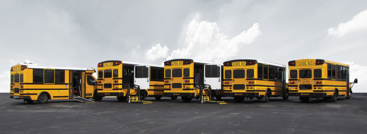 Top Left Content - School Bus Clipart (1200x438), Png Download