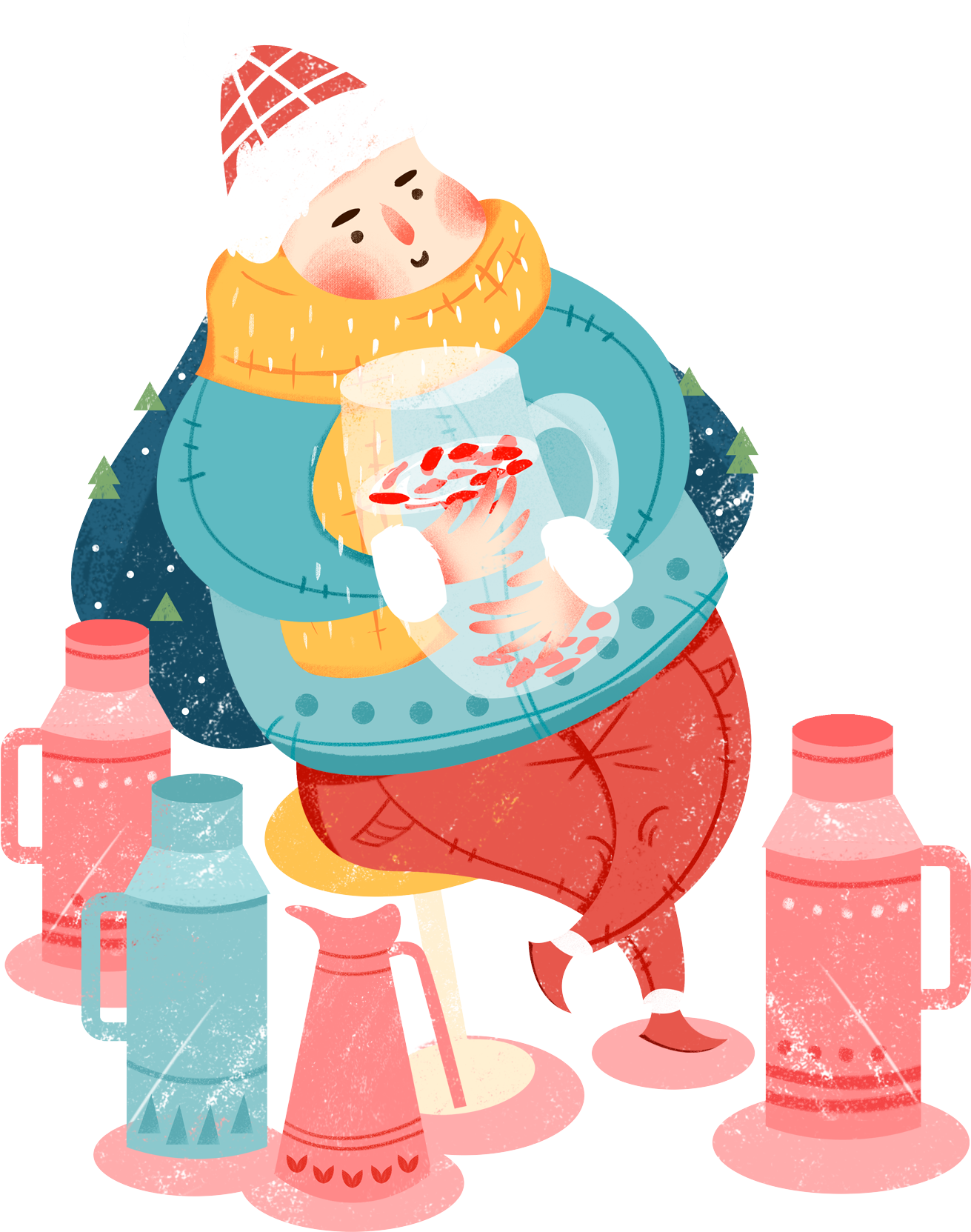 Winter Bottle Character Boy Png And Psd - Illustration Clipart (2000x2000), Png Download