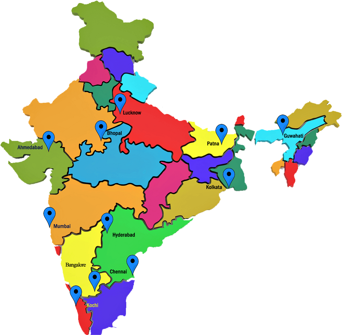 Trace Our Branch Locations Over Map - Outline India Map Hd Clipart (1500x1138), Png Download