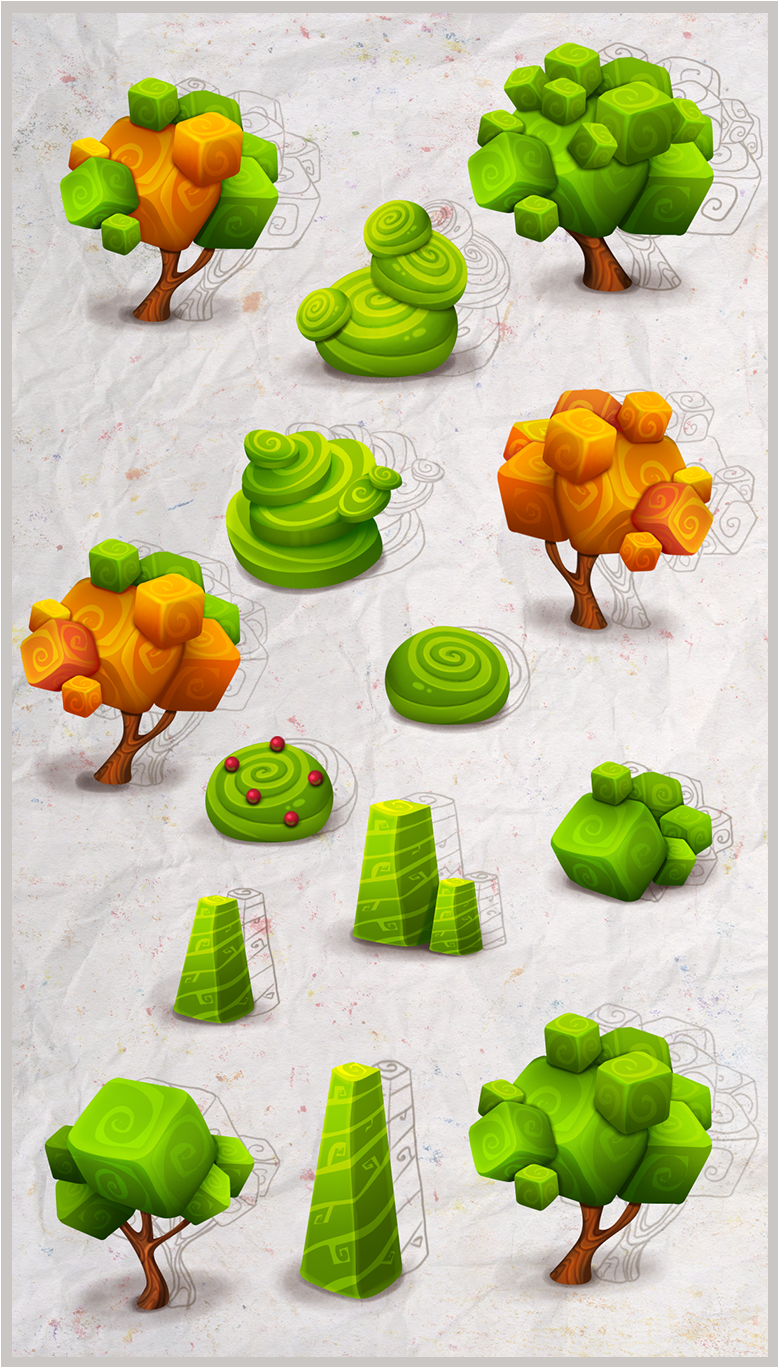 Drawing Bushes Concept Art Clipart (837x1432), Png Download