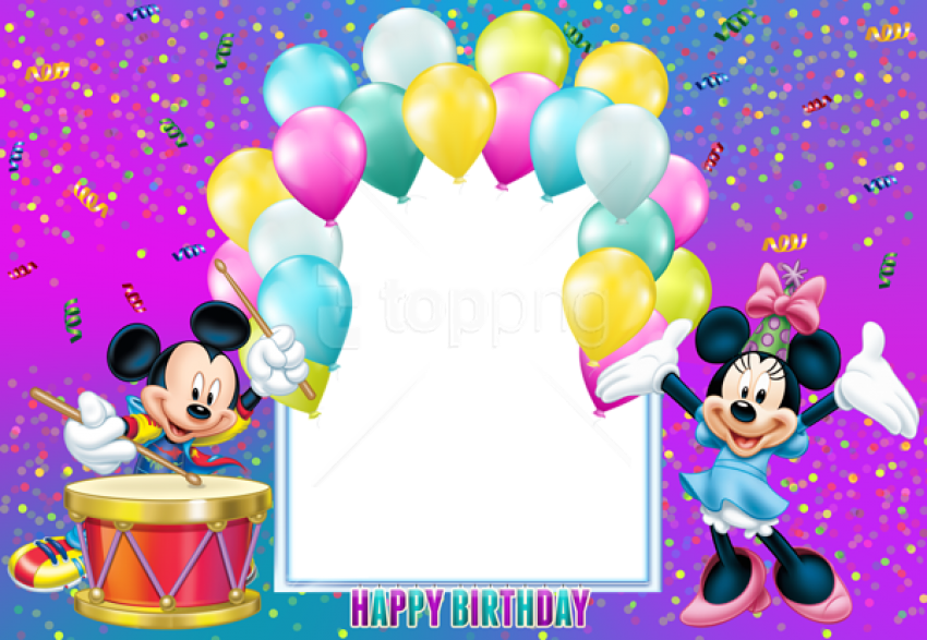 Free Png Happy Birthday Mickey Mouse Transparent Kids - Mickey Mouse Birthday Chart Clipart (850x587), Png Download