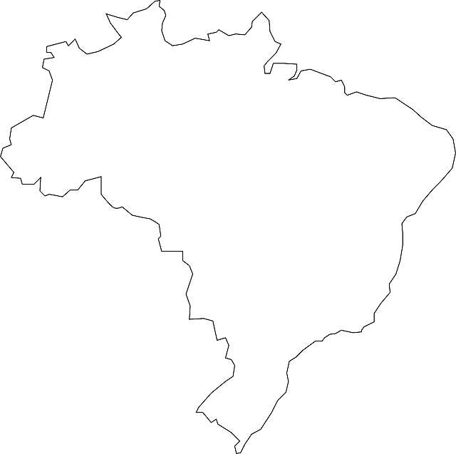 Brazil Map Vector Outline With Scales In A Blank Design - Plain Map Of Brazil Clipart (640x637), Png Download