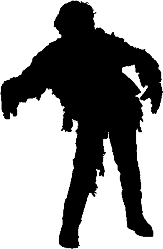 Zombie Silhouette Outline - Black White Zombie Silhouette Clipart (600x858), Png Download