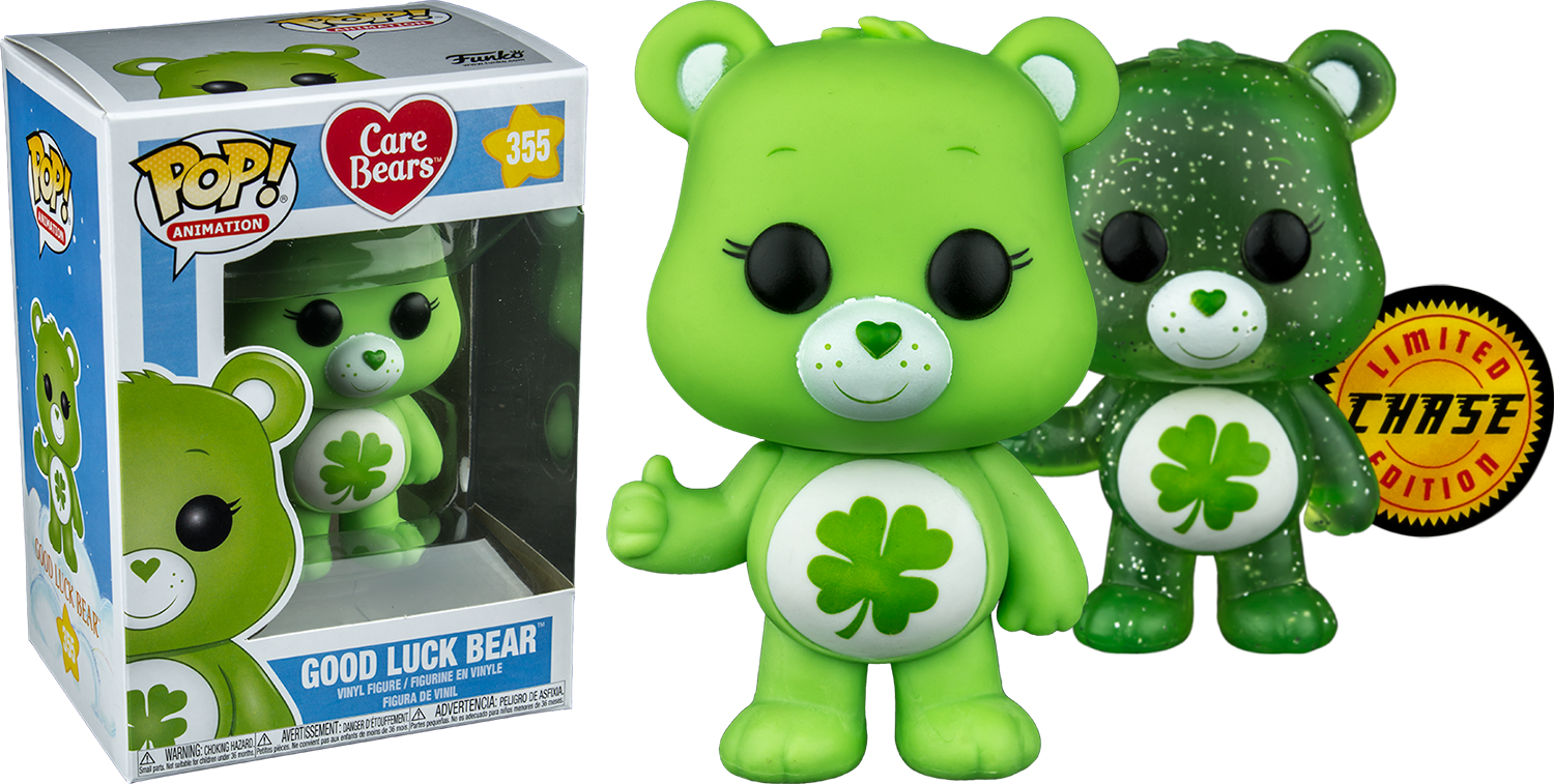 Good Luck Bear Pop Vinyl Figure - Funko Care Bear Chases Clipart (1500x757), Png Download