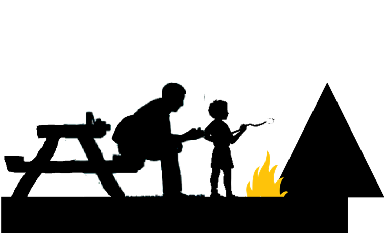 Camping Silhouette - Father And Son Camping Silhouette Clipart (754x457), Png Download