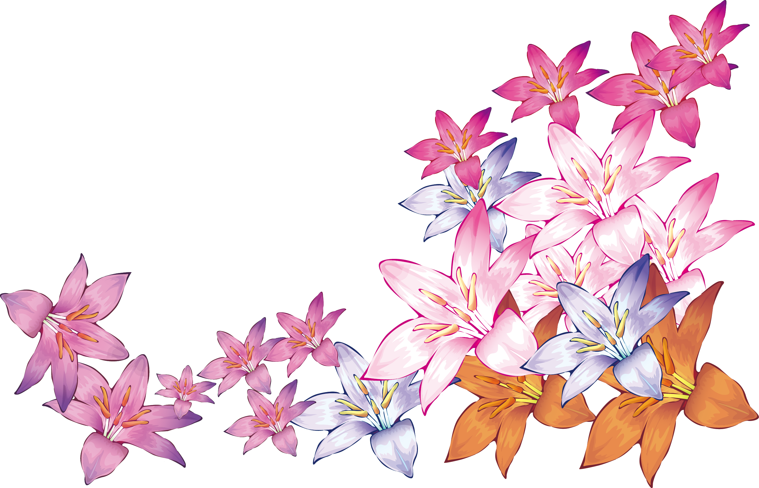 Bright Watercolor Flowers - Watercolor Vector Flower Png Clipart (2521x1623), Png Download