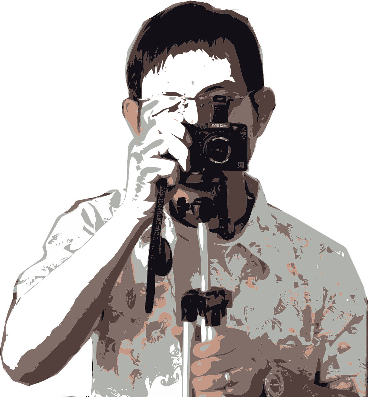 Photographer Man Photography Png Image - Man With Camera Art Clipart (1185x1280), Png Download