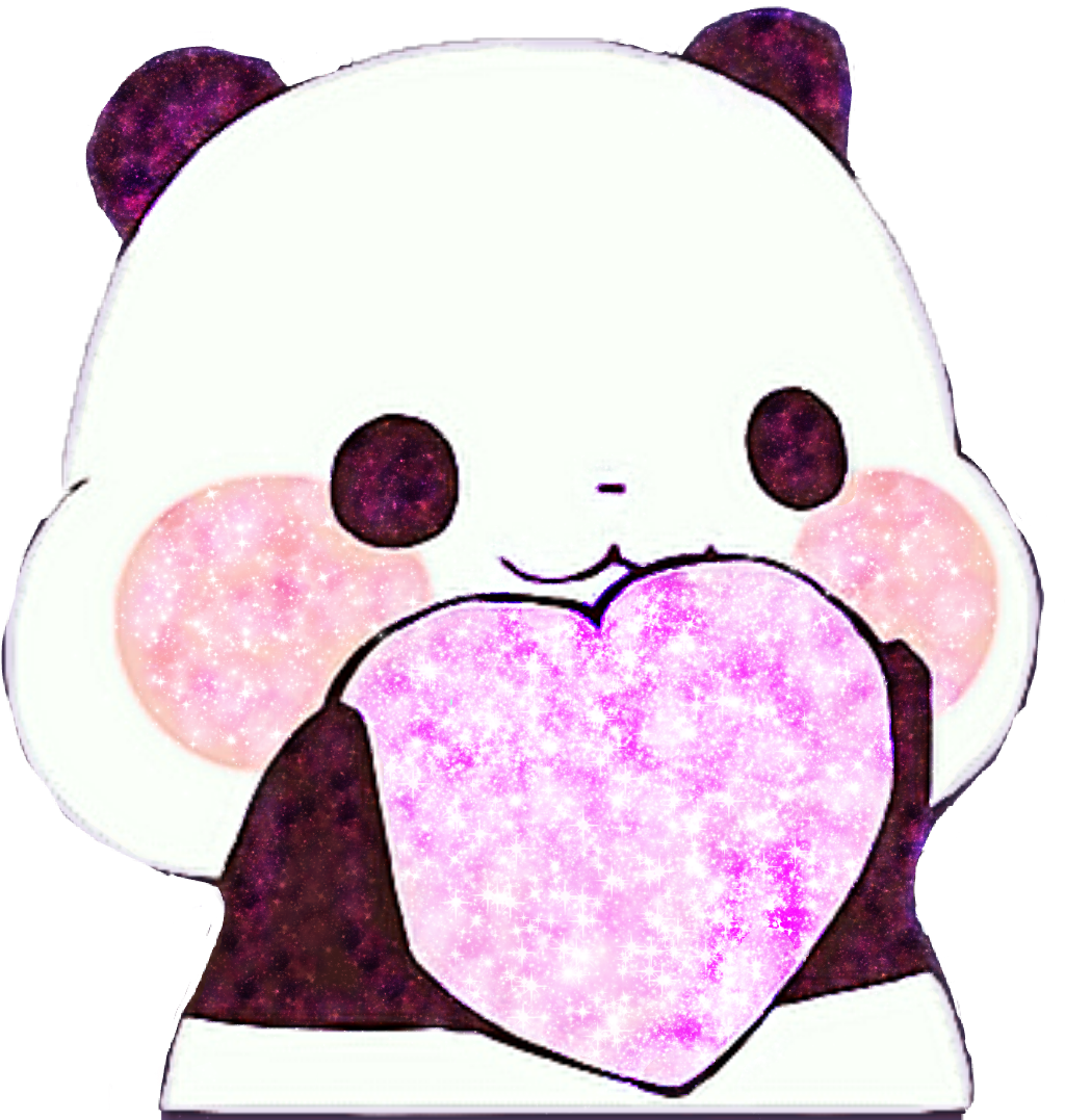 #kawaii #panda #space #sticker #tumblr - Cute Panda With Heart Clipart (1024x1077), Png Download