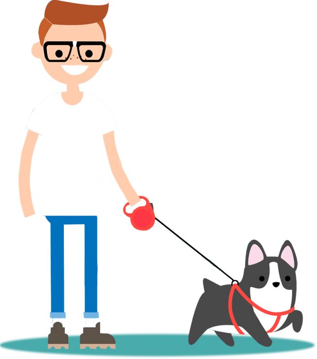 How Long Should You Walk Your Dog Every Day - Cartoon Dog Walking Png Clipart (655x741), Png Download
