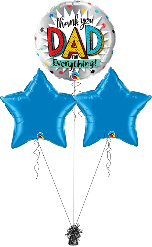 Thank You For Everything Dad Blue Stars - Globos De Estrellas De Colores Clipart (498x806), Png Download