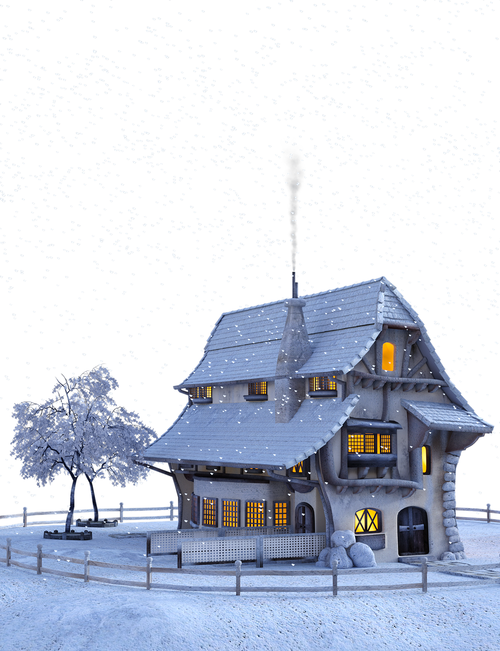 Christmas Winter Snow Snowflakes Png Image - House In Snow Png Clipart (984x1280), Png Download