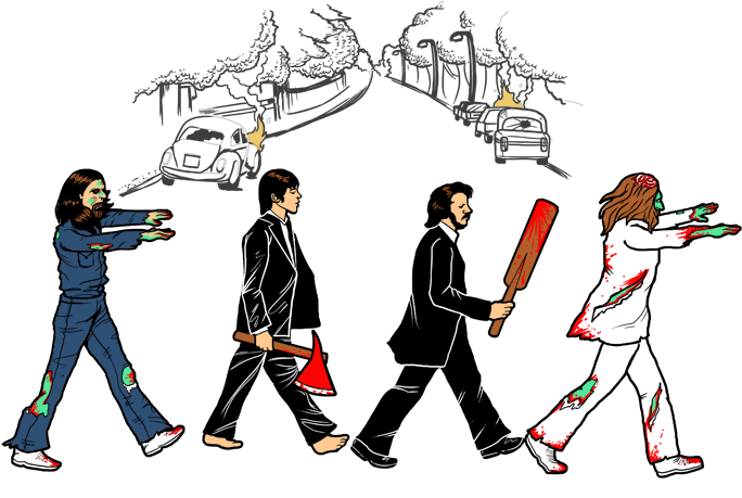 The Png Stickpng Walking - Beatles Zombie Clipart (684x459), Png Download