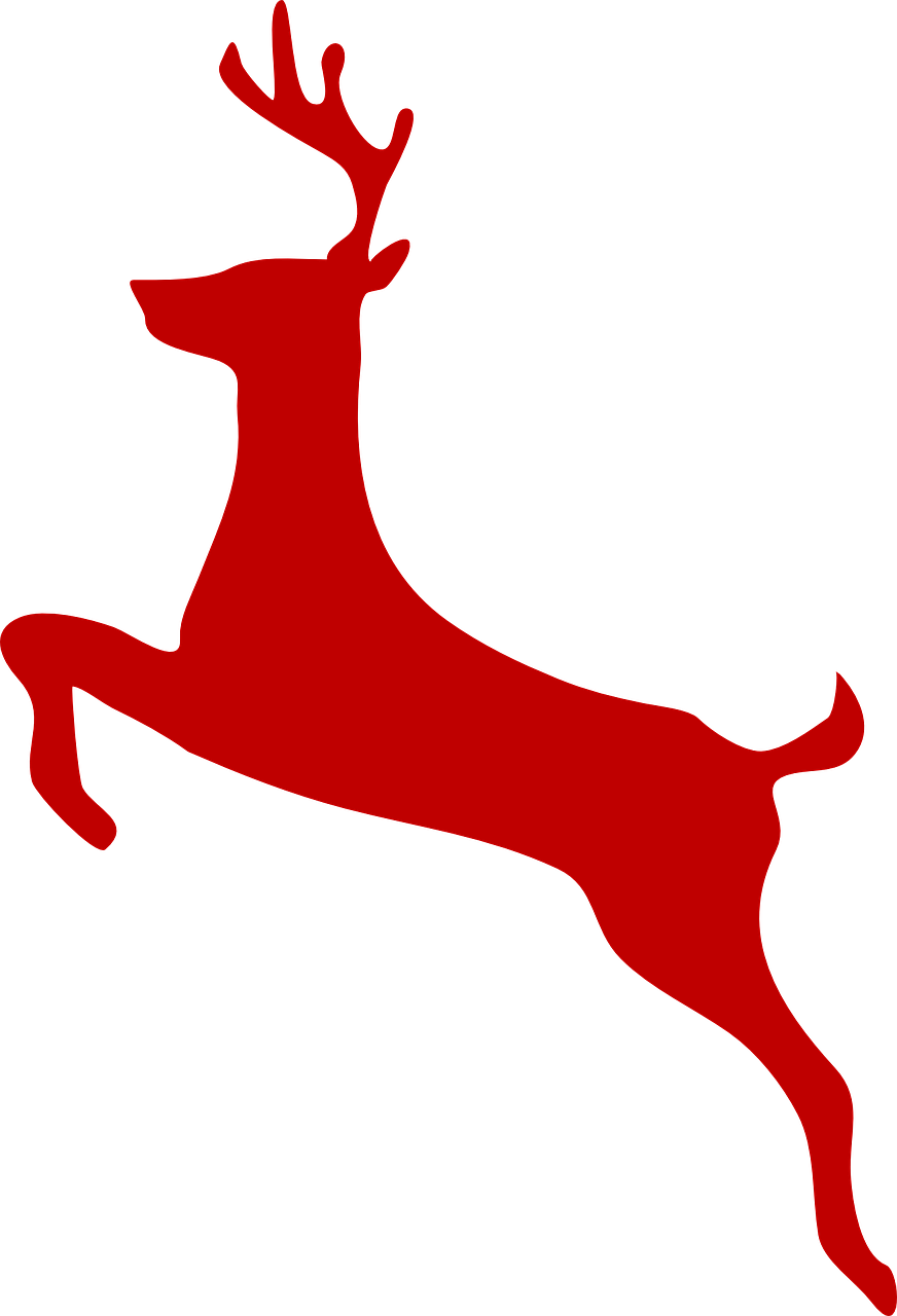 Reindeer Jump Christmas Red Png Image - Deer Clip Art Transparent Png (872x1280), Png Download