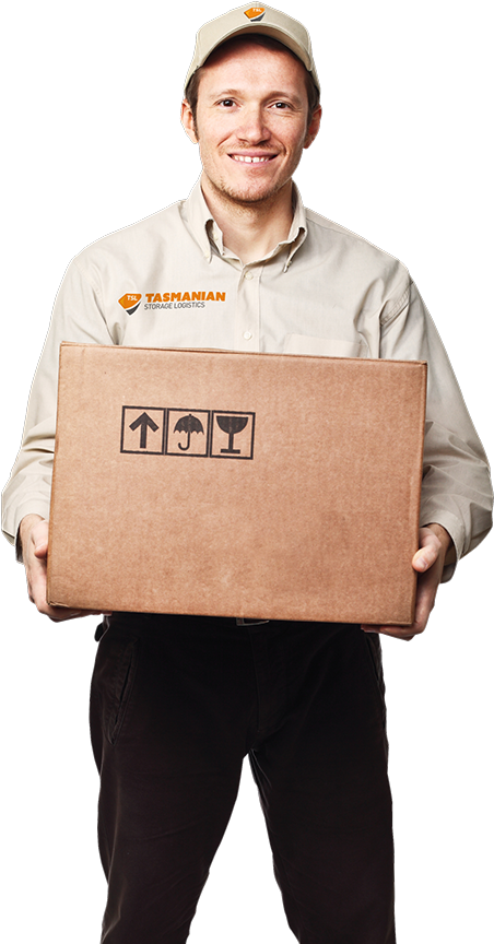 Tasmanian Storage Logistics Worker Holding A Cardboard - Logistic Worker Png Clipart (461x868), Png Download