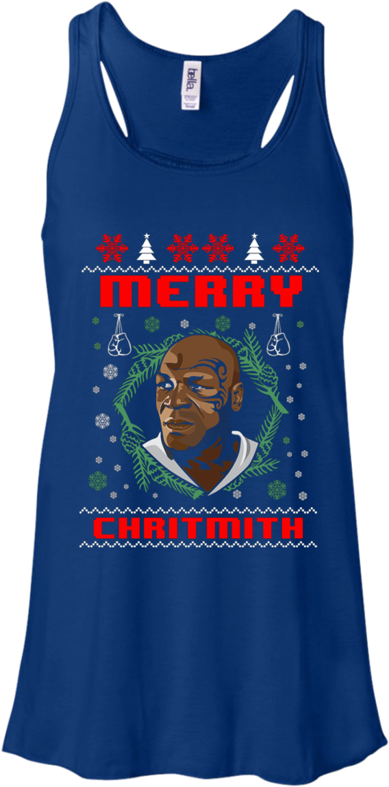 Mike Tyson Shirt, Merry Chritmith Boxing Christmas - Bella + Canvas Ladies' Flowy Racerback Tank B8800 Clipart (1155x1155), Png Download