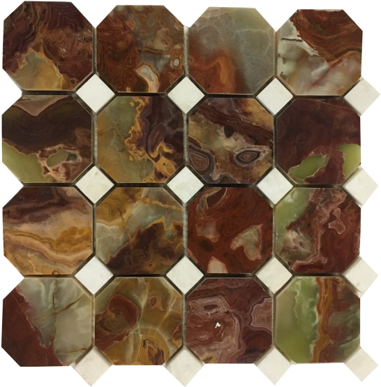 Red & Green Octagon Mosaic With White Dot - Crystal Clipart (600x800), Png Download