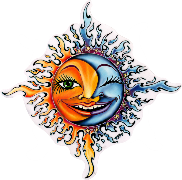 Moon Sun - Window Sticker - Sun And Moon Tattoos Clipart (600x593), Png Download