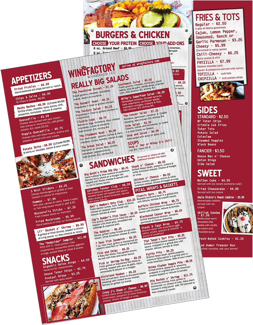 Wings To Go Menu - Wing Factory Peru Carta Clipart (881x1145), Png Download